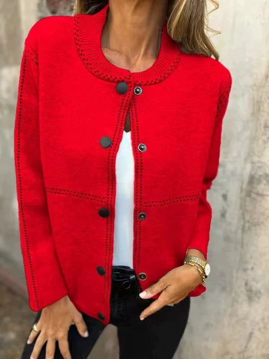 Frida | Damen Strickjacke mit Knopfleiste Pullover