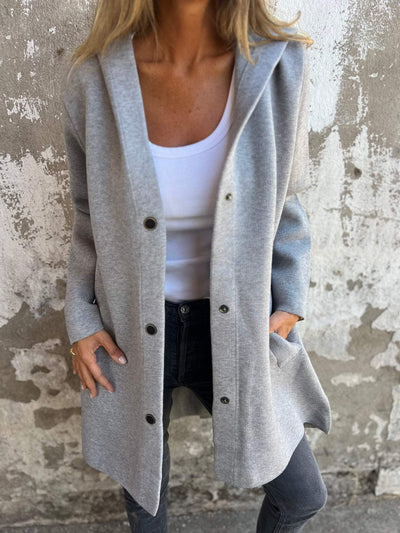 ELISA | Lässige einreihige Jacke mit Kapuze