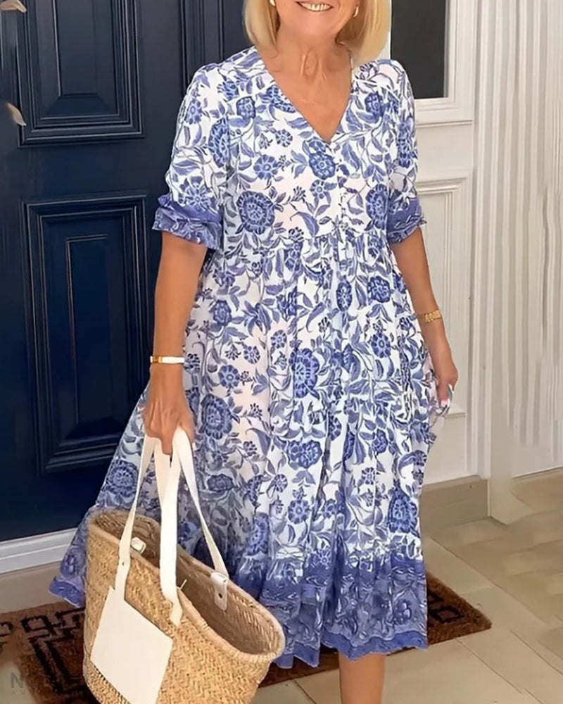 ARIA™ - Elegantes geblümtes Kleid mit V-Ausschnitt