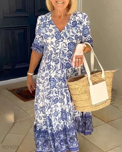 ARIA™ - Elegantes geblümtes Kleid mit V-Ausschnitt