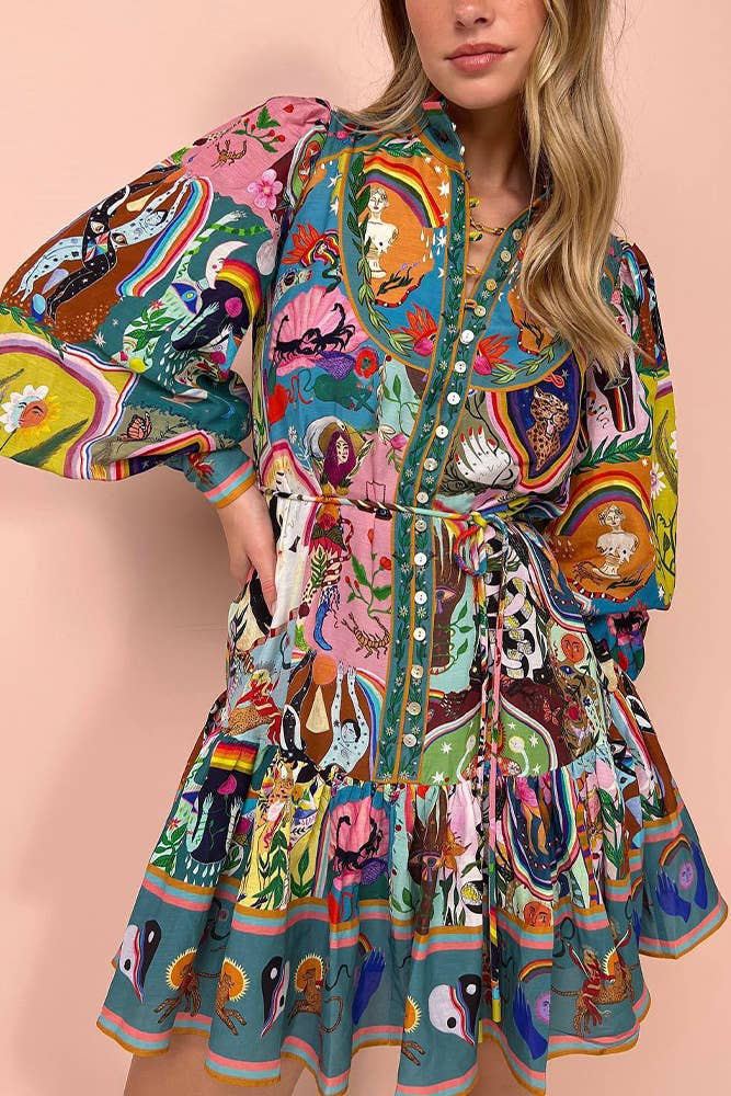 Unishe™ - Lässiges Graffiti-Minikleid