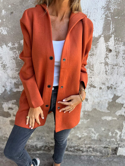 ELISA | Lässige einreihige Jacke mit Kapuze