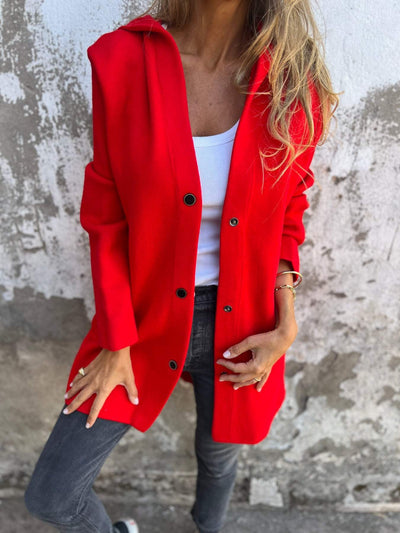 ELISA | Lässige einreihige Jacke mit Kapuze