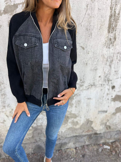 Amalia | Lässige Jacke mit Reißverschluss und V-Ausschnitt