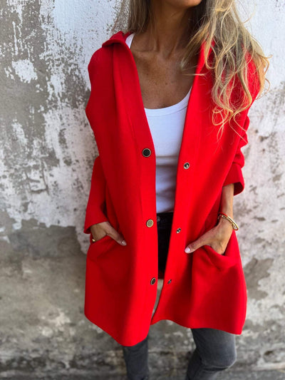 ELISA | Lässige einreihige Jacke mit Kapuze