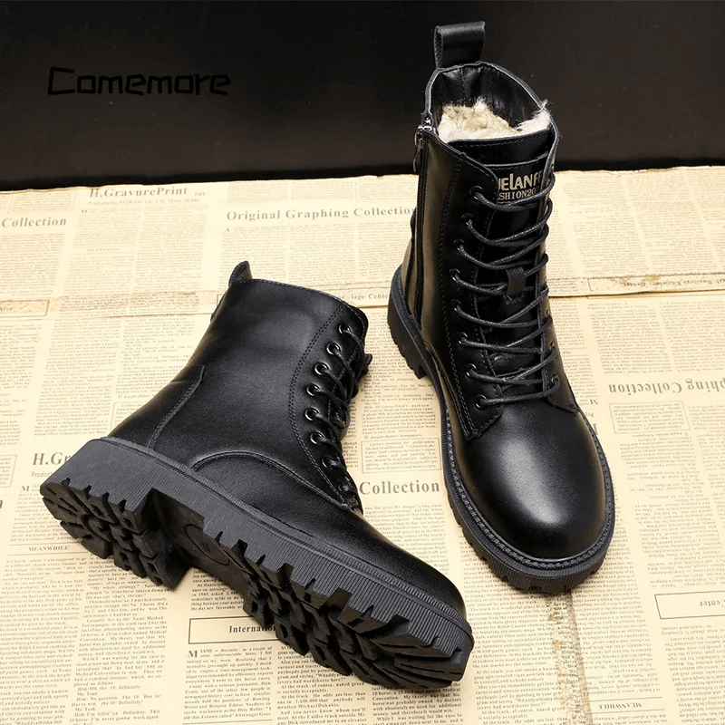 Julia™ - Schwarze Winterstiefel aus Leder
