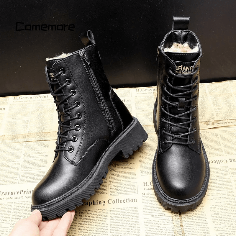 Julia™ - Schwarze Winterstiefel aus Leder
