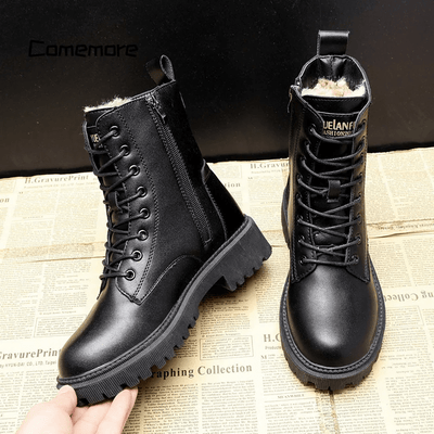 Julia™ - Schwarze Winterstiefel aus Leder