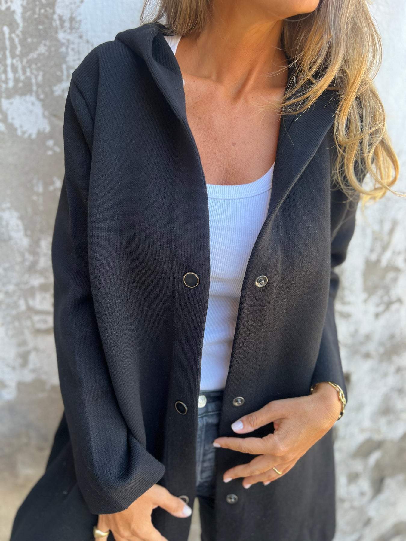 ELISA | Lässige einreihige Jacke mit Kapuze