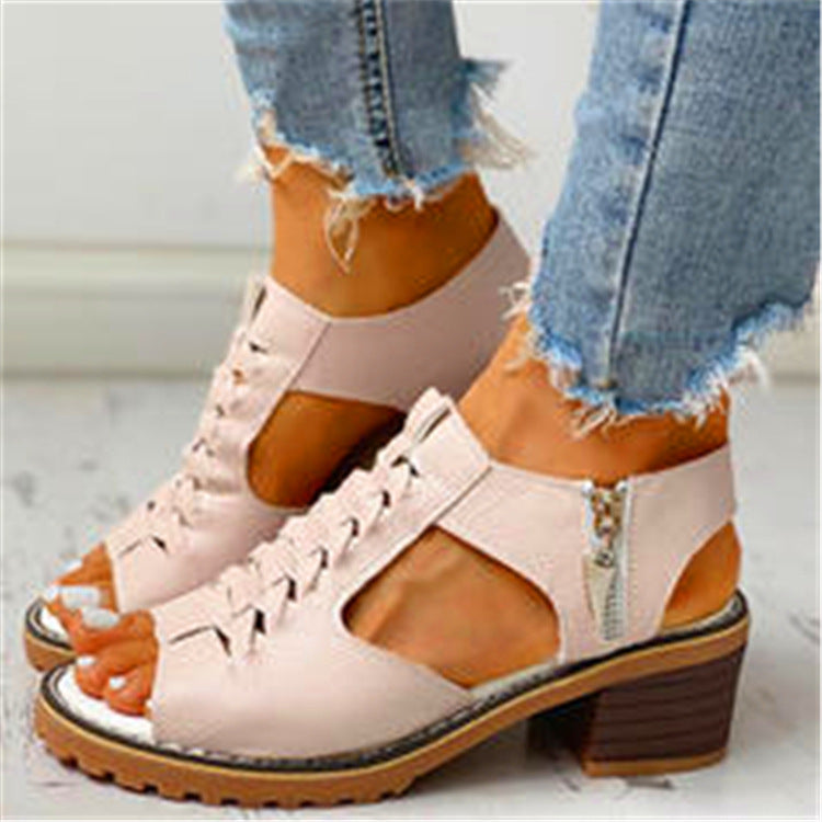 Lianne | Orthopädische Sandalen mit Blockabsatz und seitlichem Reißverschluss