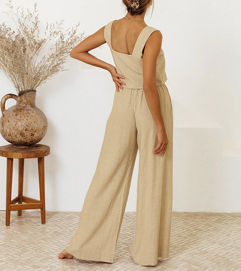 Megan™ - Minimalistisches Oberteil und weit geschnittene Hose im Set