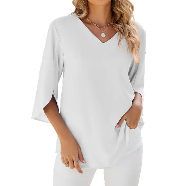 CARA - Bluse mit V-Ausschnitt