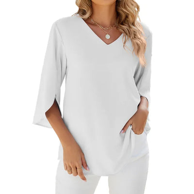 CARA - Bluse mit V-Ausschnitt