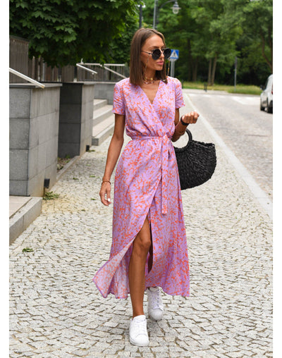 Evie™ - Stilvolles Kleid mit spitzem Ausschnitt