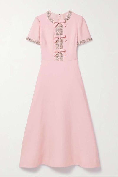 Zoe Midikleid mit Schleifenknoten und Kristallverzierung